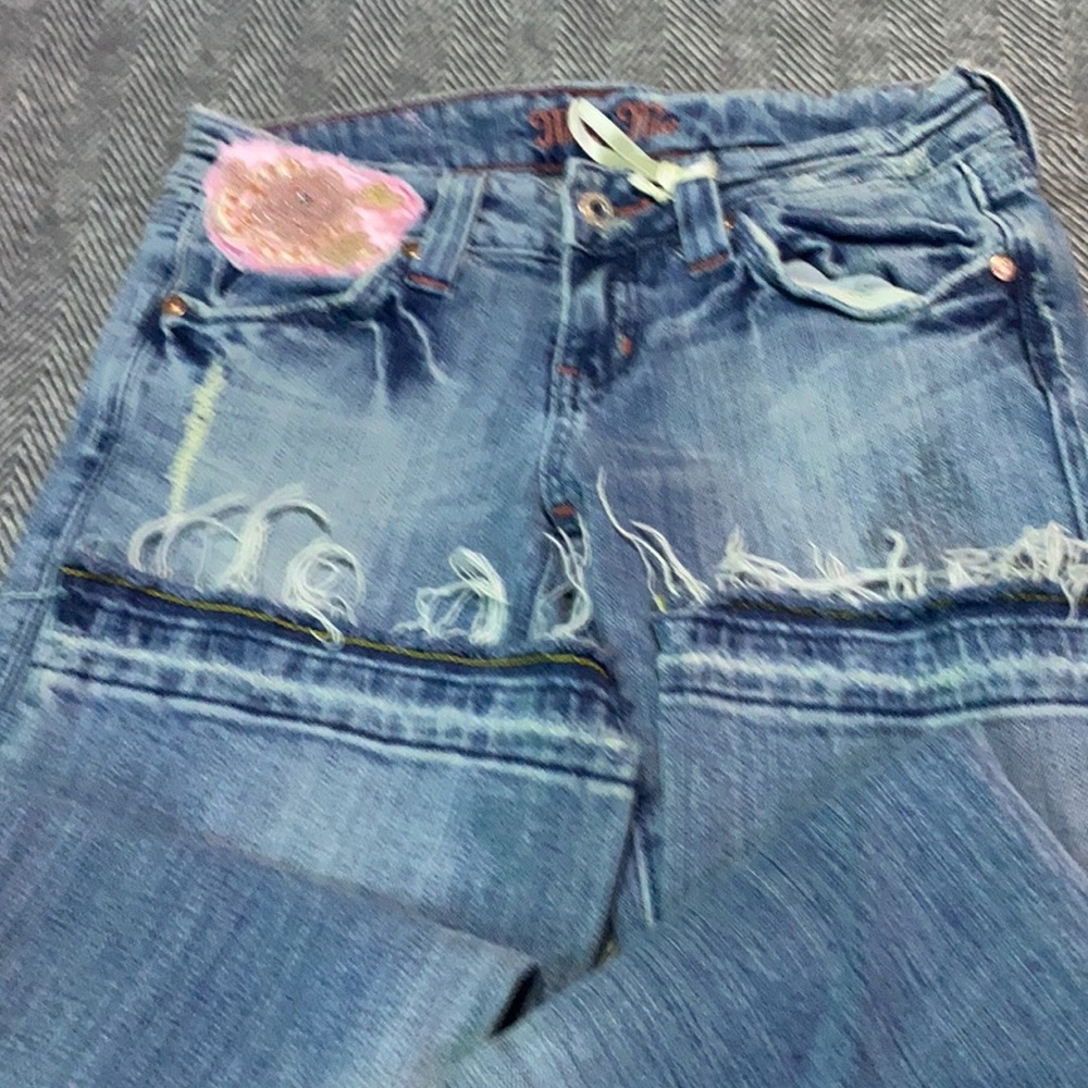 Super cute miss me patch work jeans